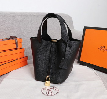 Replica Replica Hermes Picotin Lock Bag 18cm and 22cm Black with Gold Hardware