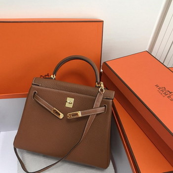 Replica Original Copy Hermes 25cm Kelly Bag Togo Leather Handbag Coffee