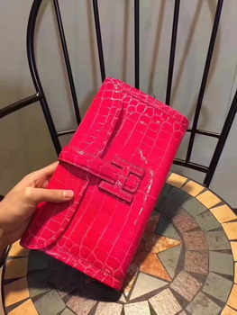 Replica Hermes Jige Elan 29 Clutch With H Wallet Rose Crocodile Stripe