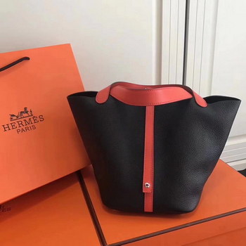 Replica Hermes 20cm Picotin Lock Bag Bi Color Wide Handle Black