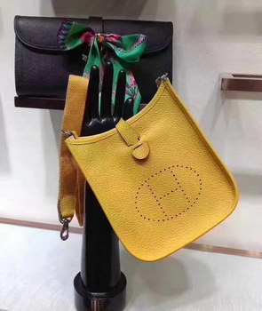 Replica Hermes Evelyne Mini Leather Bag Yellow