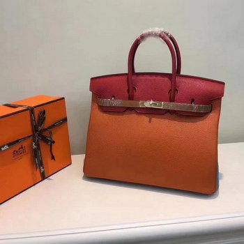 Replica Hermes Birkin 3530cm Bag Tri Color Handbag Orange Gold