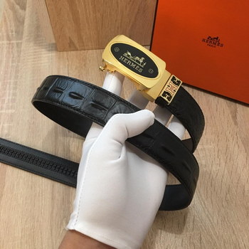 Replica Hermes Reversible Leather Men Belt With Gold Buckle 036