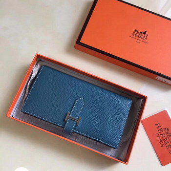 Replica Hermes Bearn Bifold Wallet Togo Leather Blue