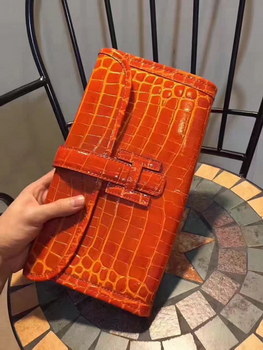 Replica Hermes Jige Elan 29 Clutch With H Wallet Orange Crocodile Stripe