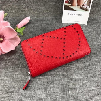 Replica Best Price Hermes H505 Long Punching H Women Wallet Red