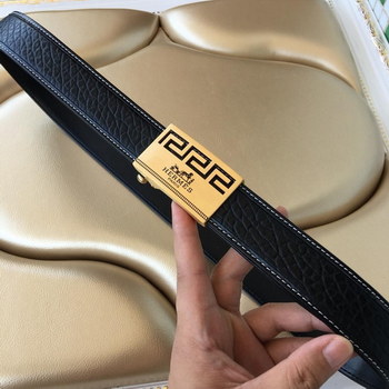Replica Hermes Reversible Leather Men Belt With Gold Buckle 029