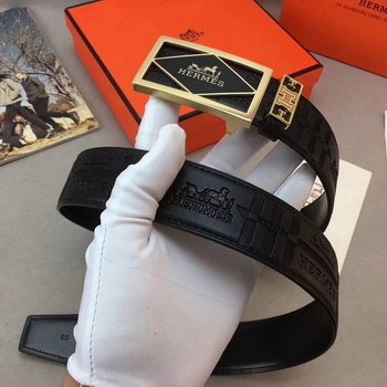 Replica Hermes 38cm Men Leather Reversible Belt 016 With Gold Buckle
