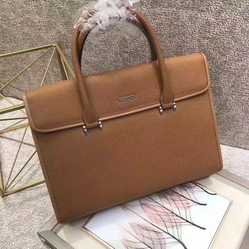 Replica Hermes 2017 Men Leather Briefcase Messenger Bag Light Coffee