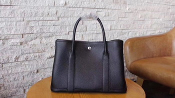 Replica Hermes Garden Party Togo Leather Handbag Black With Silver Hardware