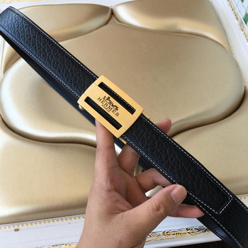Replica Hermes Reversible Leather Men Belt With Gold Buckle 033