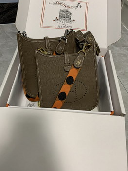 Replica Replica Hermes Evelyne Mini Bag 17cm Original Togo Leather Dark Gray 1