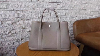 Replica Hermes Garden Party Togo Leather Handbag Light Gray With Silver Hardware