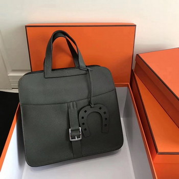 Replica Hermes 31cm Halzan Dark Green Taurillon Clemence Leather