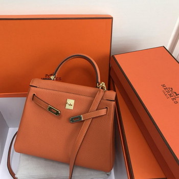Replica Original Copy Hermes 25cm Kelly Bag Togo Leather Handbag Orange