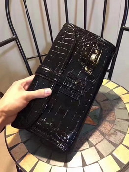 Replica Hermes Jige Elan 29 Clutch With H Wallet Black Crocodile Stripe