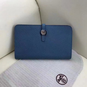 Replica Hermes Dogon Compact Wallet Medium Blue
