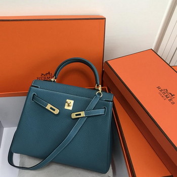 Replica Original Copy Hermes 25cm Kelly Bag Togo Leather Handbag Light Blue