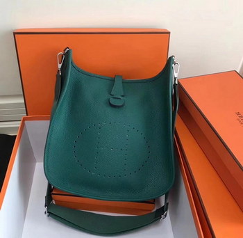Replica Hermes 28cm Evelyne Leather Bag Green