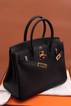 Replica Original Copy Hermes Birkin 35cm Handbag Black with Gold