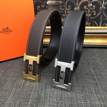 Replica Hermes Reversible Leather Men Belt With Gold Buckle 040