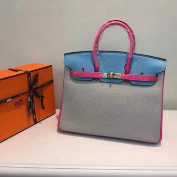 Replica Hermes Birkin 3530cm Bag Tri Color Handbag Grey Gold
