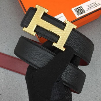 Replica Hermes Reversible Leather Men Belt With Gold Buckle 023