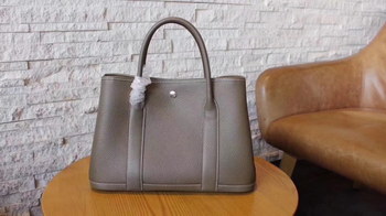 Replica Hermes Garden Party Togo Leather Handbag Grey With Silver Hardware