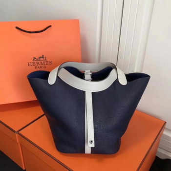 Replica Hermes 20cm Picotin Lock Bag Bi Color Wide Handle Blue