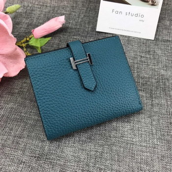 Replica Best Price H5120 Hermes Bearn Short Wallet in Epsom Calfskin Blue