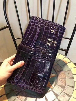 Replica Hermes Jige Elan 29 Clutch With H Wallet Purple Crocodile Stripe