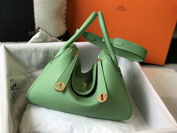 Replica Original Copy Hermes Lindy Handbag Calfskin Green with Gold and Sliver Hardware
