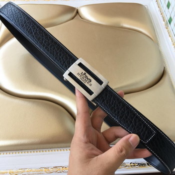 Replica Hermes Reversible Leather Men Belt With Silver Buckle 032
