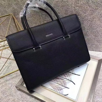 Replica Hermes 2017 Men Leather Briefcase Messenger Bag Black