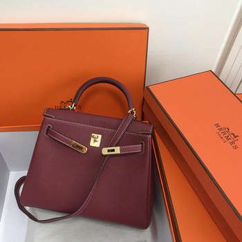 Replica Original Copy Hermes 25cm Kelly Bag Togo Leather Handbag Dark Red
