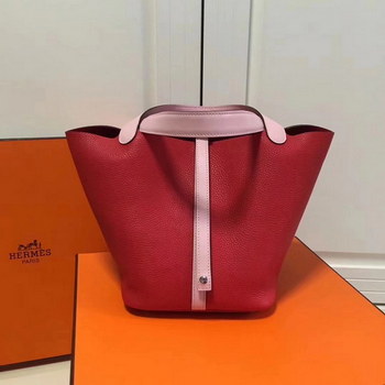 Replica Hermes 20cm Picotin Lock Bag Bi Color Wide Handle Red