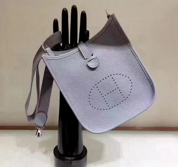 Replica Hermes Evelyne Mini Leather Bag Light Grey