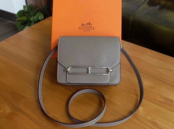 Replica Hermes Roulis Grey Swift Calf Togo Leather Shoulder Bag With Silver Hardware