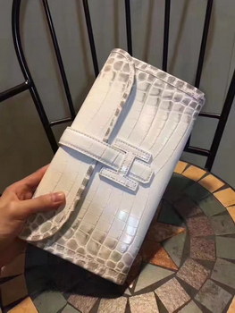 Replica Hermes Jige Elan 29 Clutch With H Wallet White Crocodile Stripe