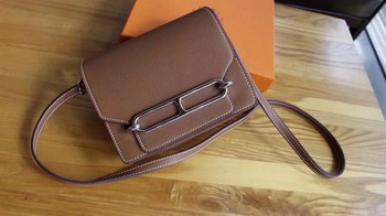 Replica Hermes Roulis Light Coffee Swift Calf Togo Leather Shoulder Bag With Silver Hardware
