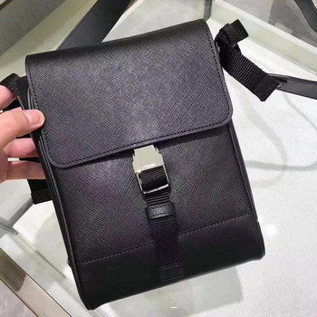 Replica Replica Prada Men Saffiano Leather Shoulder Bag Black 2VD019