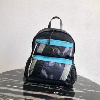 Replica Replica Prada Men Printed Technical Fabric Backpack Black 2VZ025