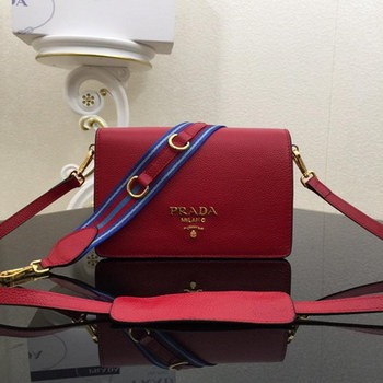 Replica Prada 1BD102 Calf Leather Women Shoulder Bag Red