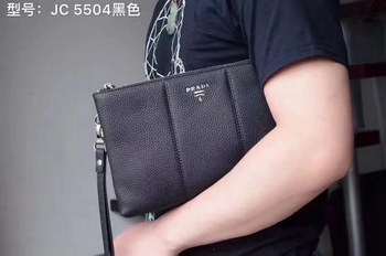 Replica Prada JC5504 Leather Men Portfolio Bag Black