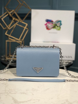 Replica Copy Prada 1BD032 Nylon and Saffiano Leather Shoulder Bag Blue