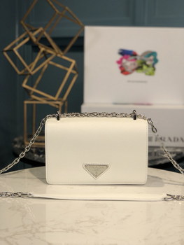 Replica Copy Prada 1BD032 Nylon and Saffiano Leather Shoulder Bag White