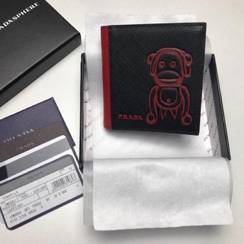 Replica Replica Prada 2MO004 Men Pradamalia Saffiano Leather Wallet Red
