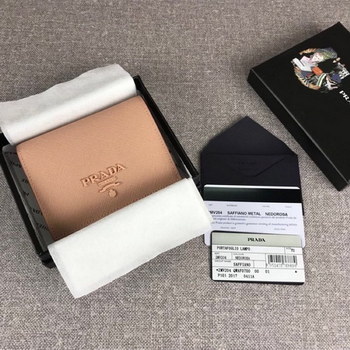 Replica Cheap Replica Prada 1MV204 Women Small Saffiano Leather Wallet Earth Yellow
