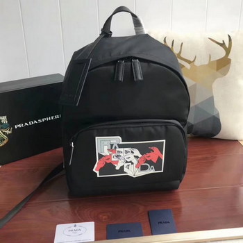 Replica Replica Prada 2VZ063 Fabric Men Backpack White Print
