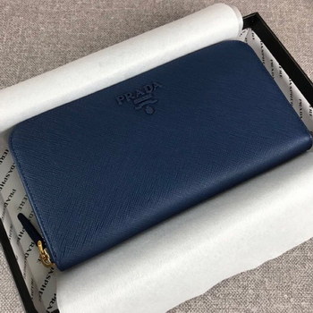 Replica Cheap Replica Prada 1ML506 Leather Wallet Blue